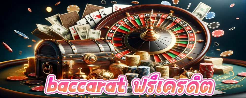 DALL·E-2023-12-11-14.02.21-An-engaging-online-Baccarat-game-scene-featuring-a-Baccarat-wheel-with-substantial-prize-money-a-treasure-chest-playing-cards-dice-and-casino-chip-1-1